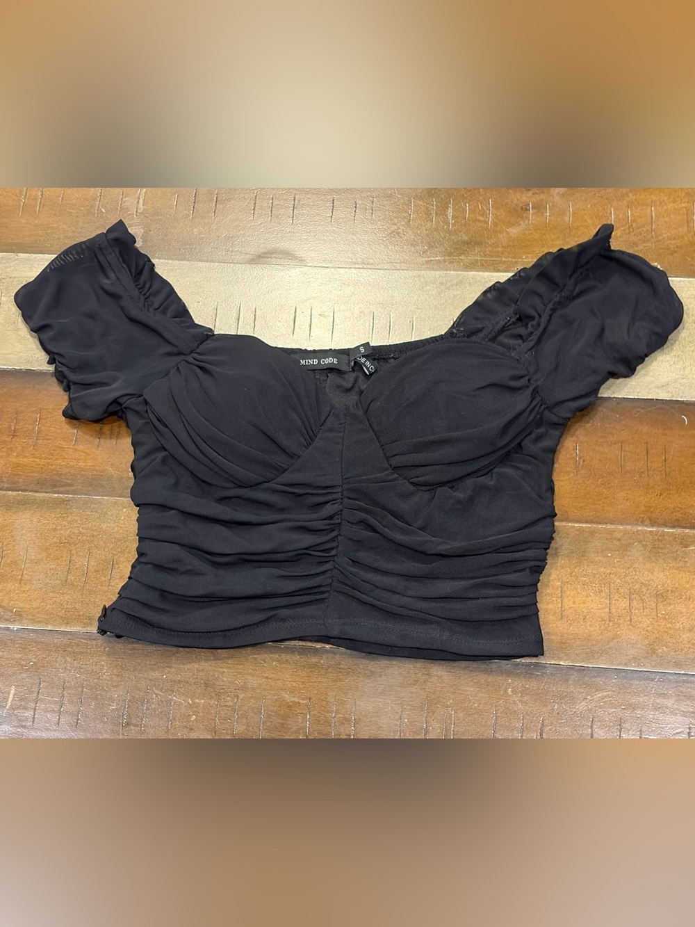 Mind Code Ruched Off the Shoulder Crop Top - Small